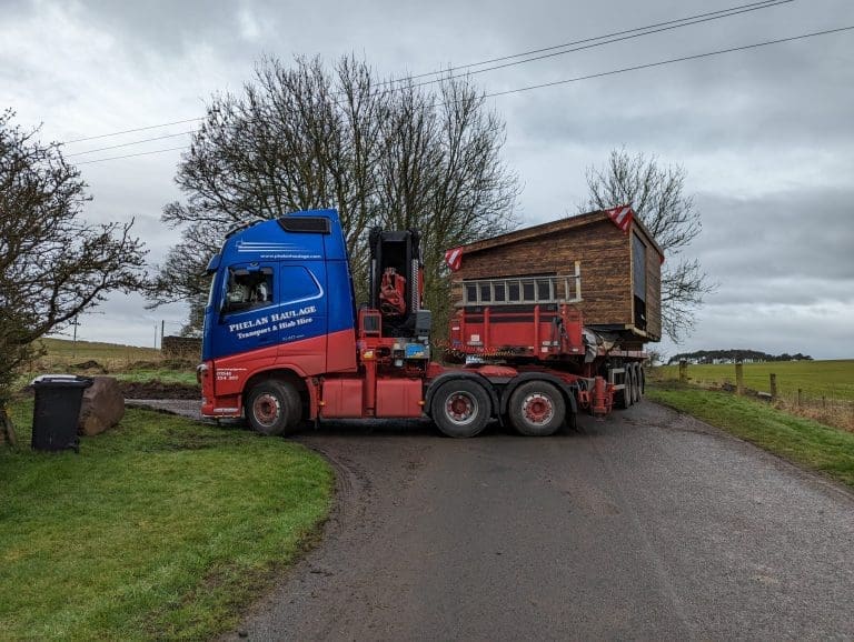 Moving A Shepherds Hut With A Mobile Crane